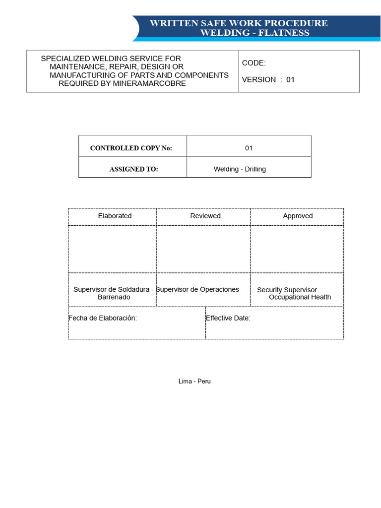 Safe Work Procedure for Welding Services | PDF | Nondestructive Testing ...