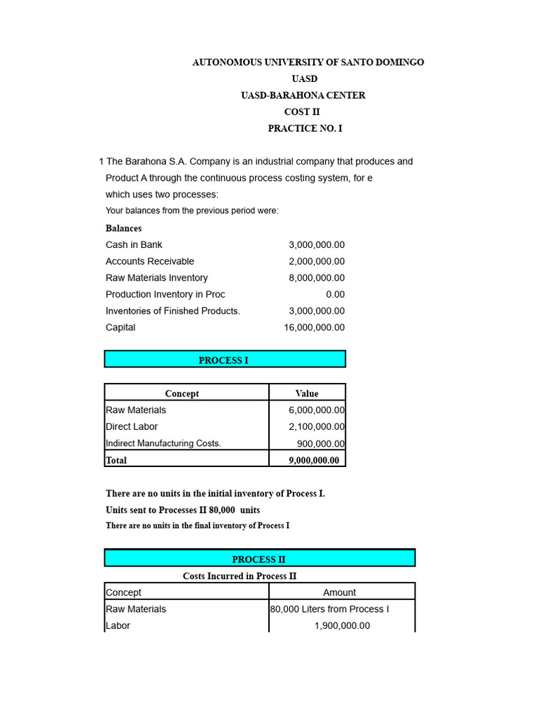 Practice No. 1 Cost Ii 2024-10 | PDF | Cost Of Goods Sold | Inventory