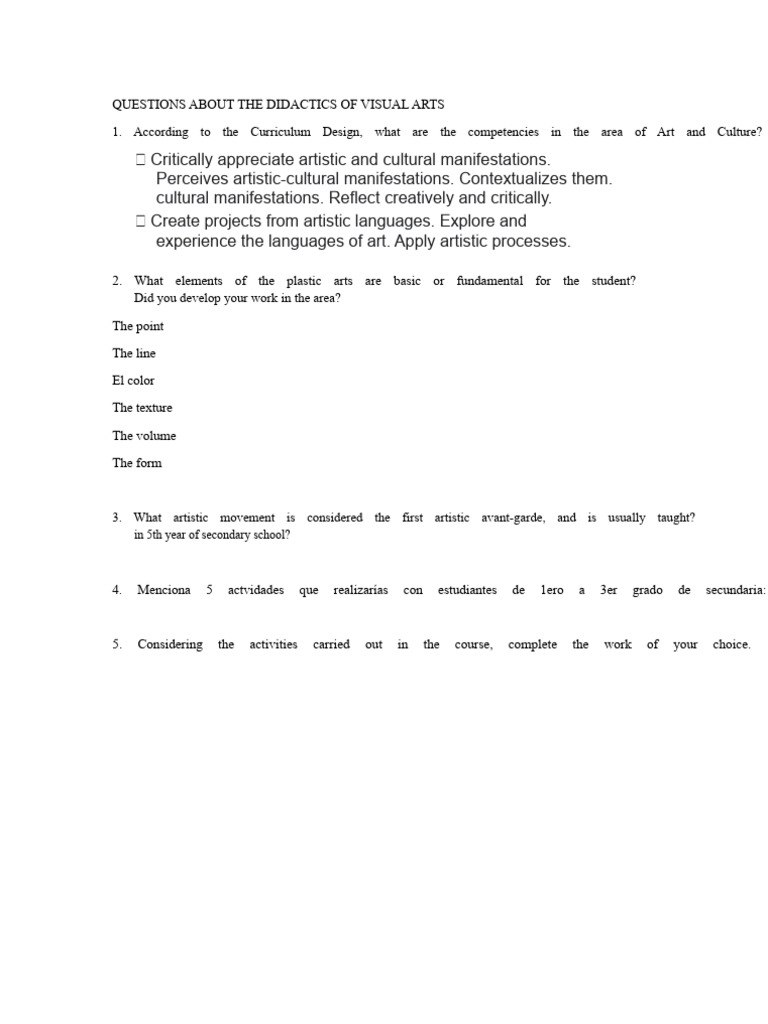 Final Exam Visual Arts | PDF