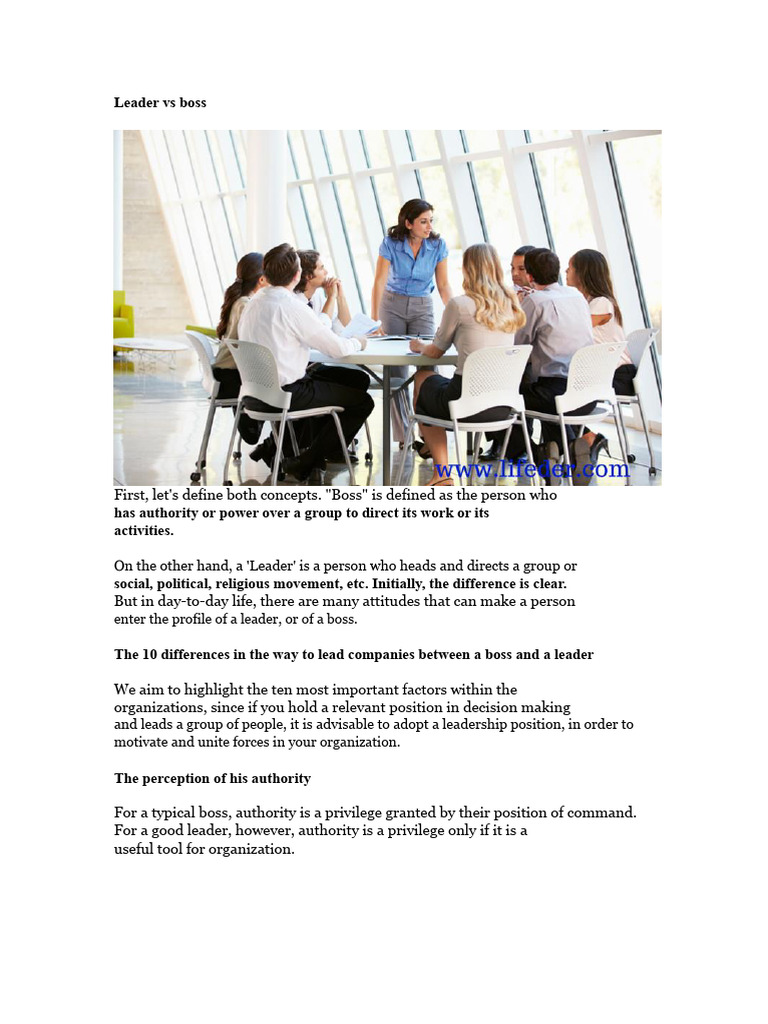 Leader Vs Boss | PDF | Leadership | Social Psychology