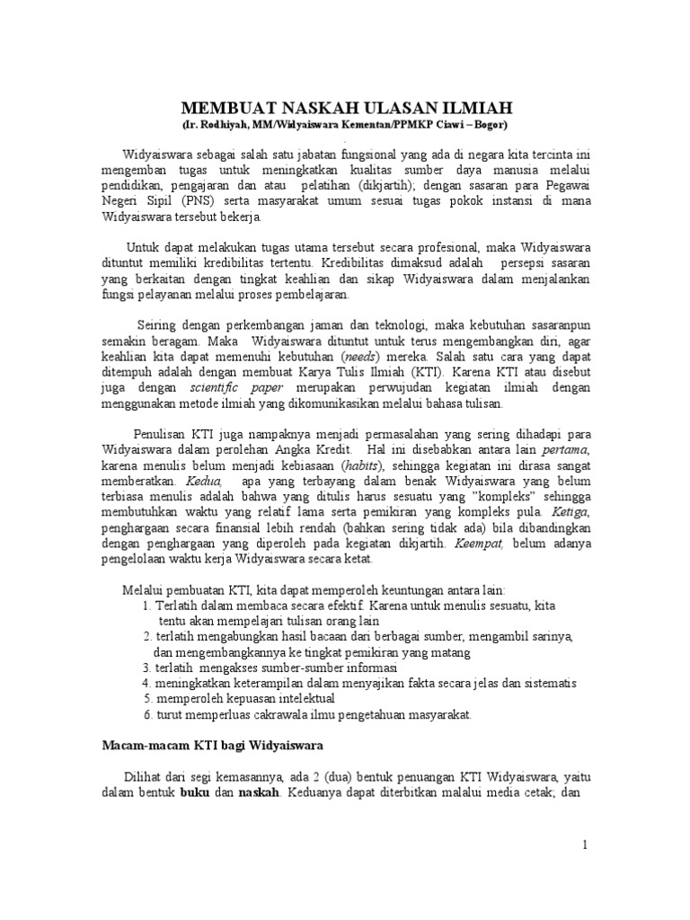 Membuat Naskah KTI | PDF