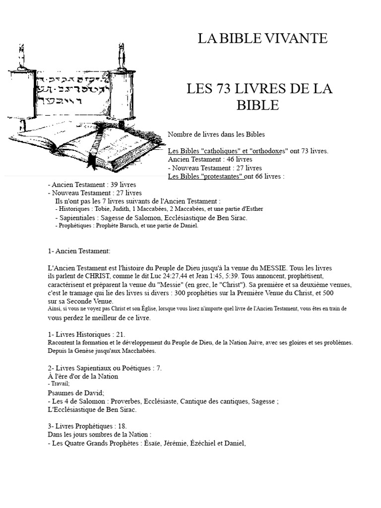 Les 46 livres de l'Ancien Testament | PDF | Livres des Rois | Ancien ...