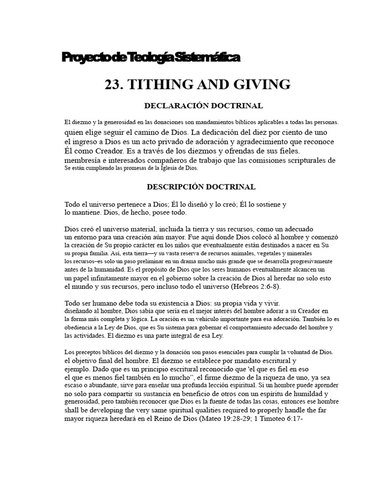 Diezmo y Generosidad en la Fe Cristiana | PDF | Diezmo | Sacerdote