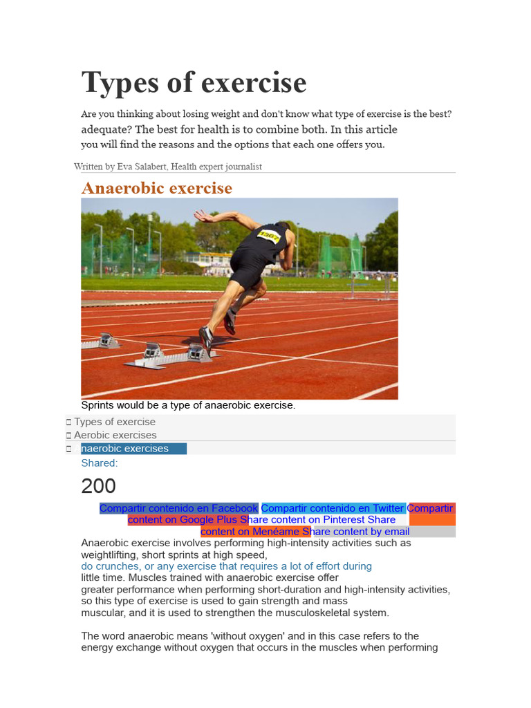 Types of Aerobic and Anaerobic Exercises | PDF | Aerobic Exercise ...