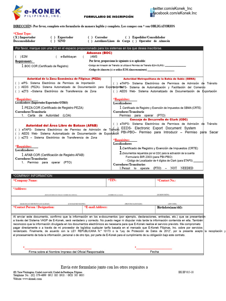 Formulario de Inscripción E-Konek | PDF