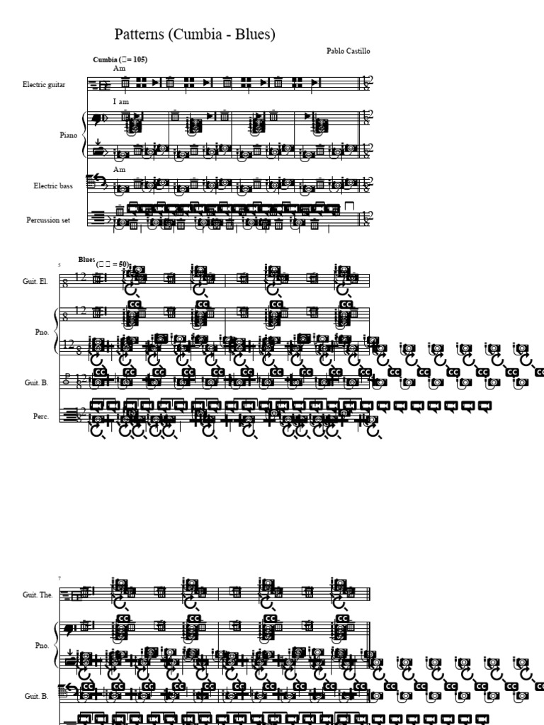 Cumbia and Blues Music Patterns | PDF | Musicology | Elements Of Music