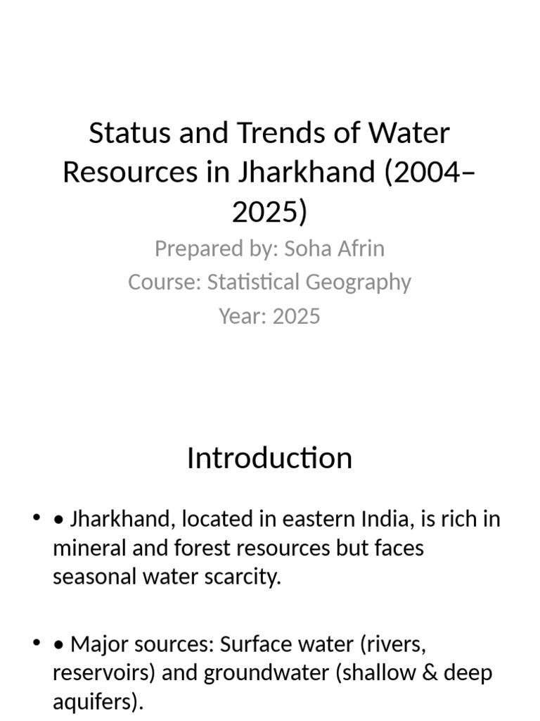 Status and Trends of Water Resources in Jharkhand 2004 2025 | PDF ...