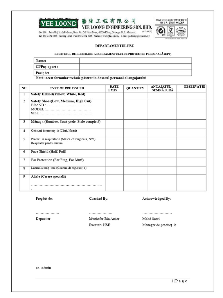 Formular de Înregistrare A Emiterei Eip Rev 0 PDF | PDF