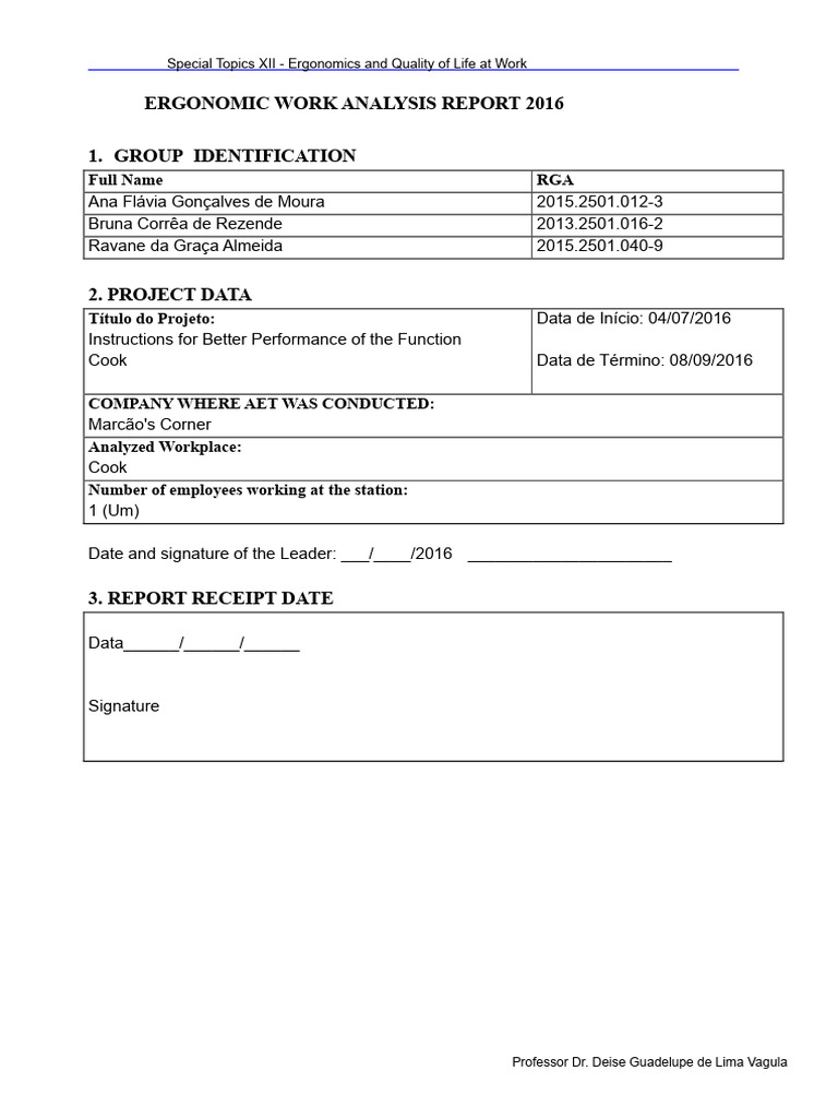 Ergonomic Analysis for Cooks' Safety | PDF | Pain | Questionnaire