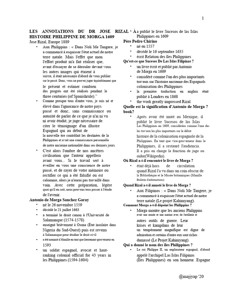NOTES-Annotation de José Rizal Sur Morgas Sucesos de Las Islas ...