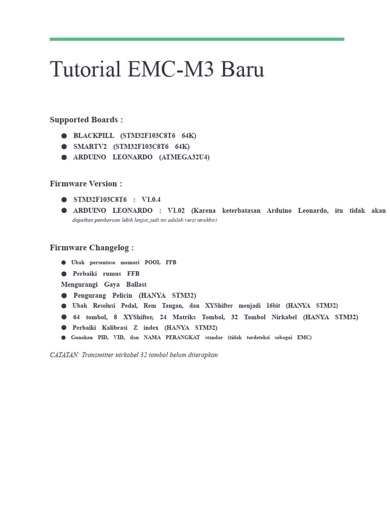 Tutorial Firmware EMC-M3 untuk STM32 dan Arduino | PDF