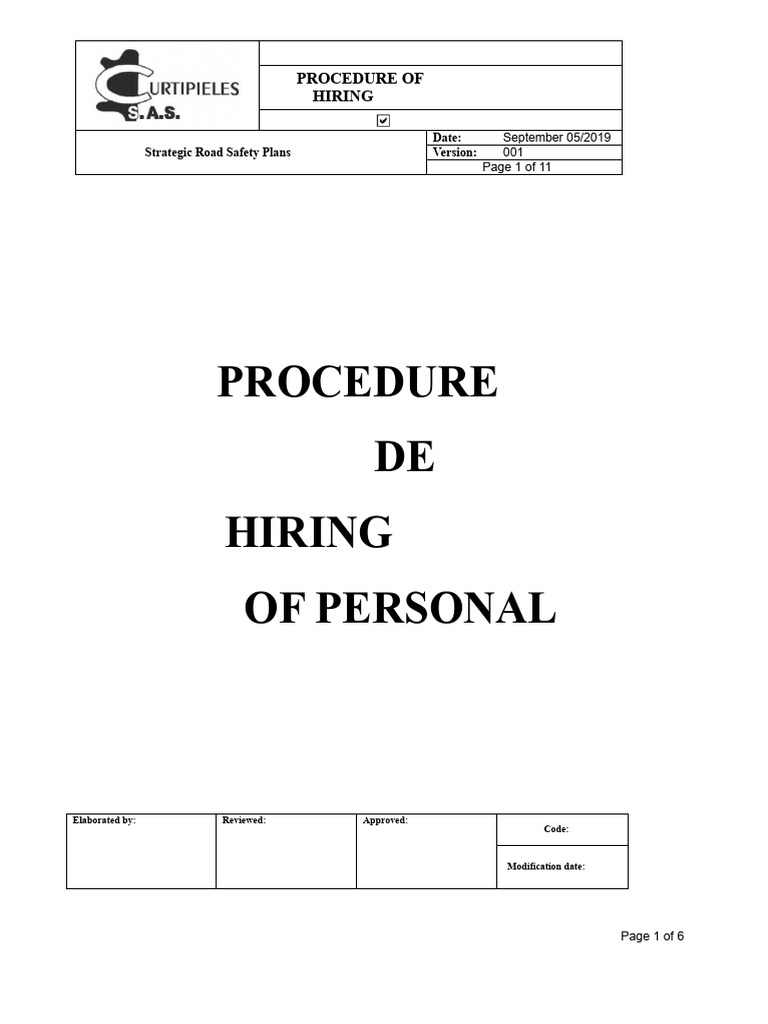 Personnel Hiring Procedure V1 converted | PDF | Employment | Payroll