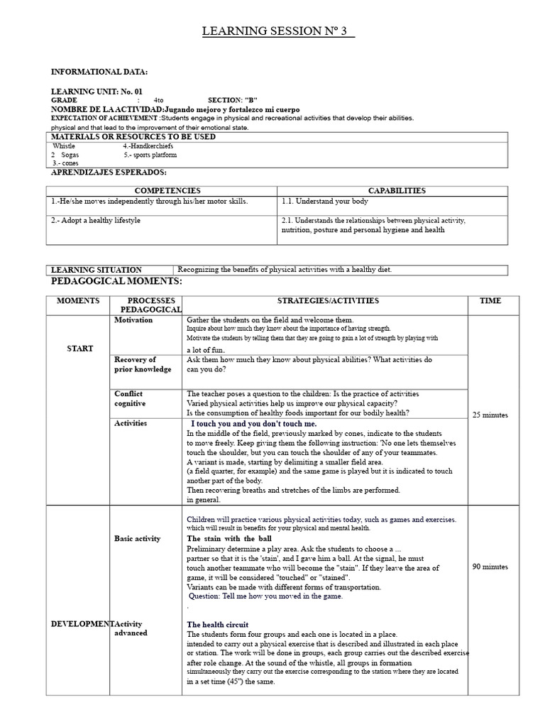 Physical Activity Learning Session 4B | PDF | Psychological Concepts ...