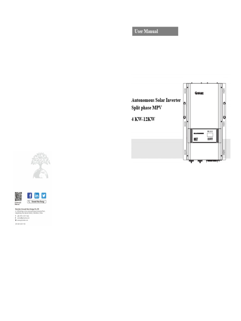 Growatt SPF 6000T DVM Manual | PDF | Power Inverter | Solar Panel