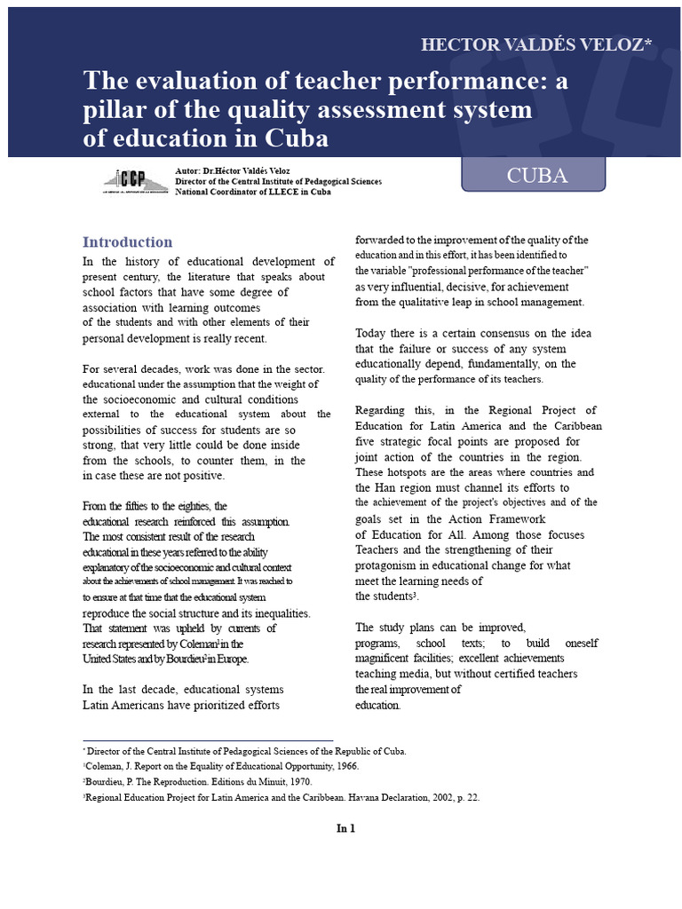 Teacher Performance Evaluation in Cuba | PDF | Methodology | Evaluation