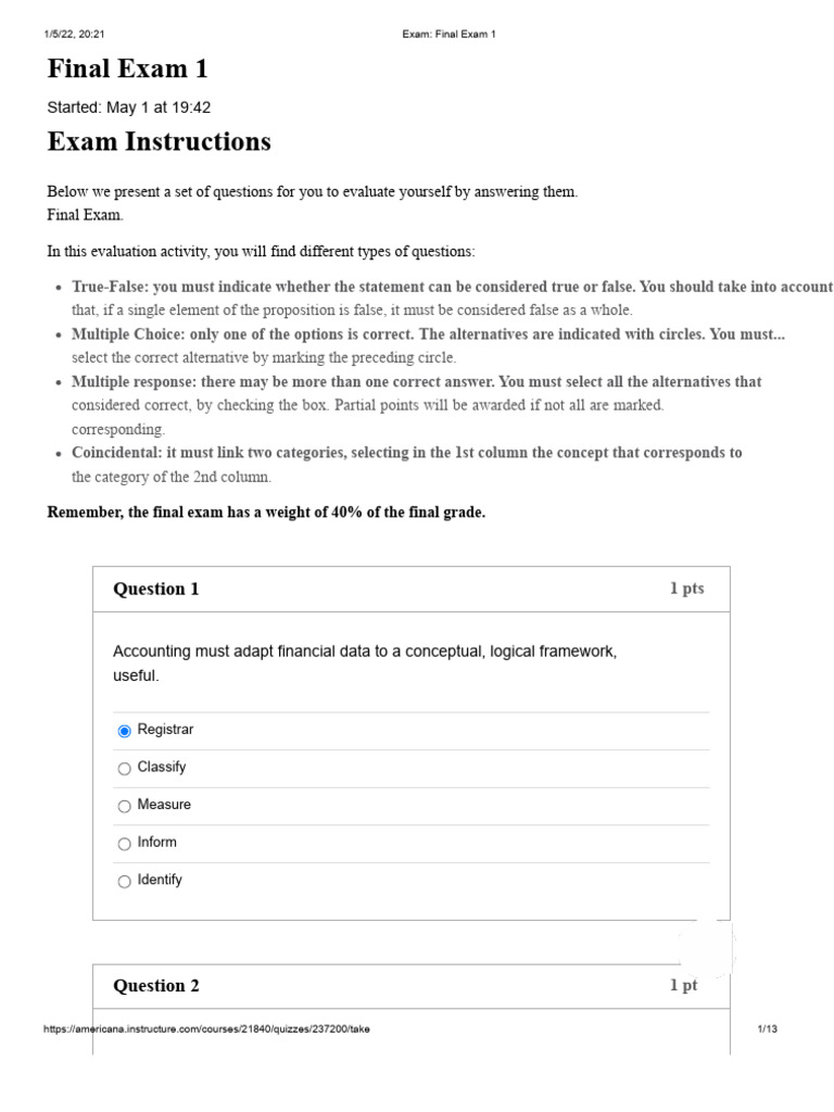 Final Exam 1 CONTA | PDF | Debits And Credits | Economies