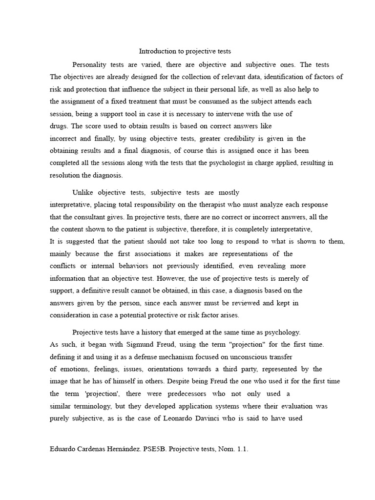 Understanding Projective Tests in Psychology | PDF | Psychopathy ...