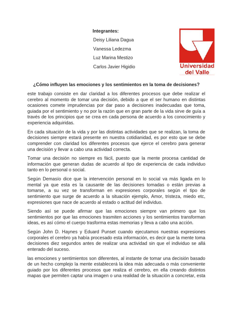 Cómo Influyen Las Emociones y Sentimientos en La Toma de Decisiones ...