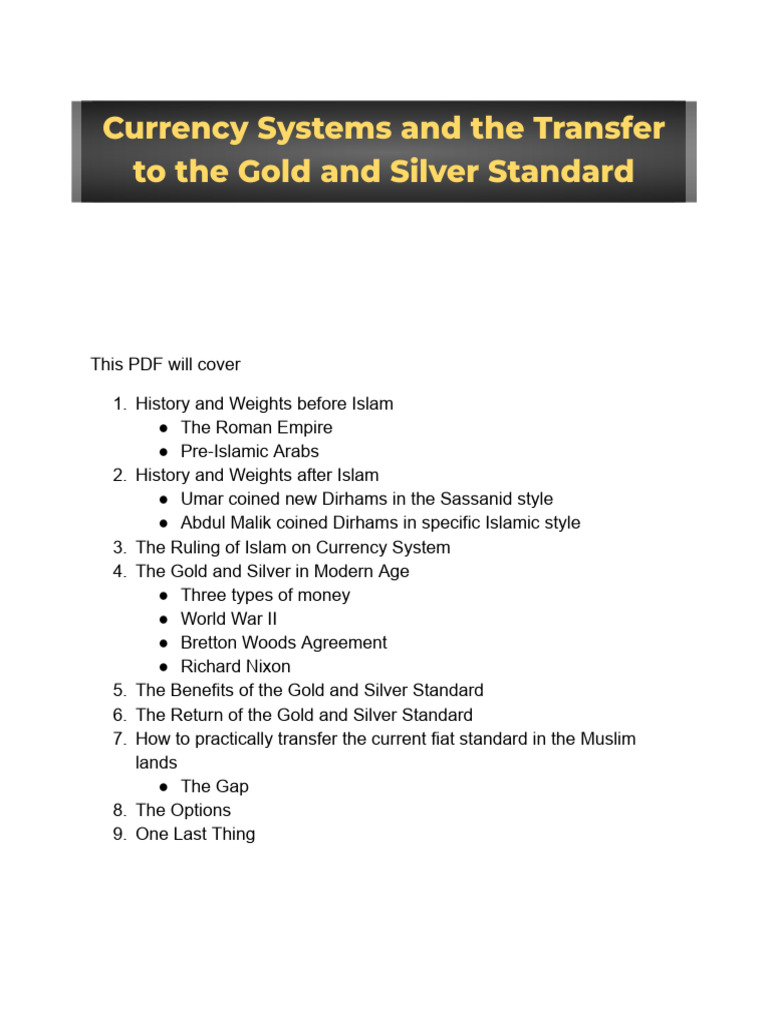 Currency Systems and The Transfer To The Gold and Silver Standard | PDF ...