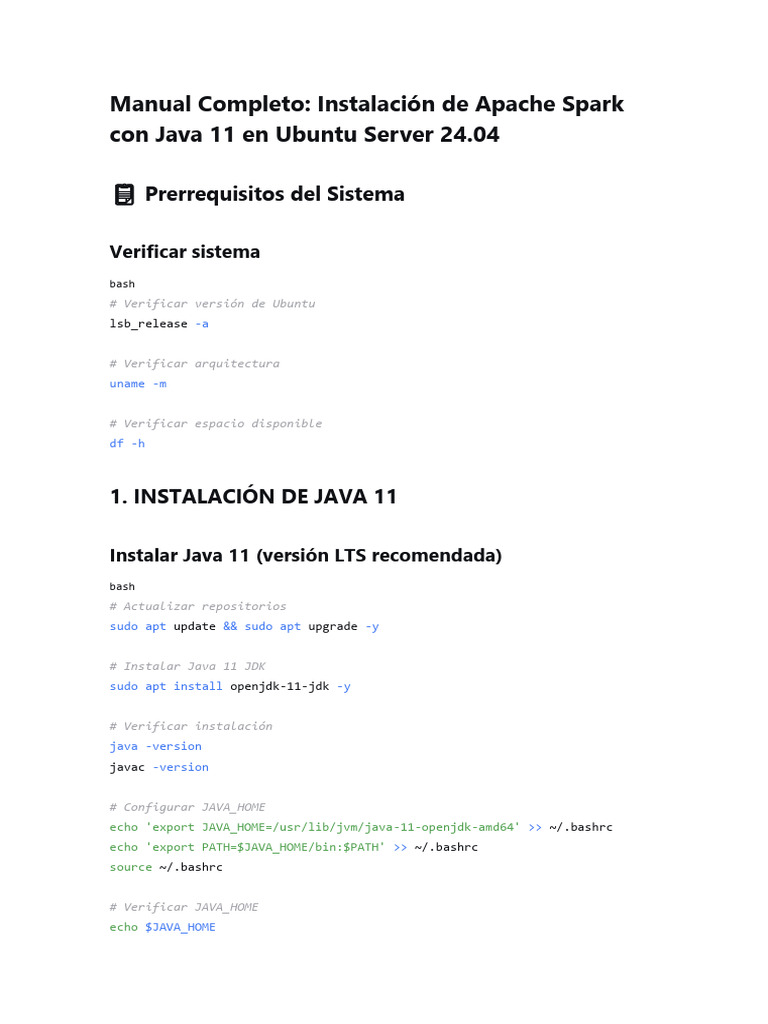 Instalación de Apache Spark en Ubuntu 24.04 | PDF | Java (lenguaje de ...