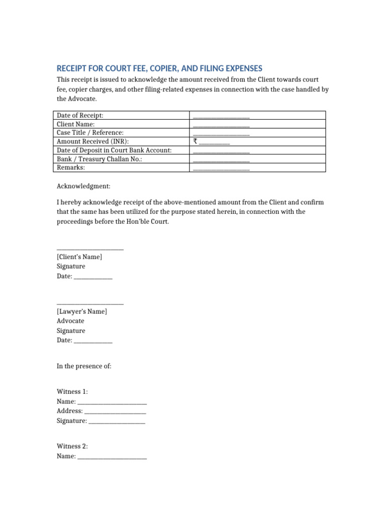 Court Fee and Filing Receipt | PDF