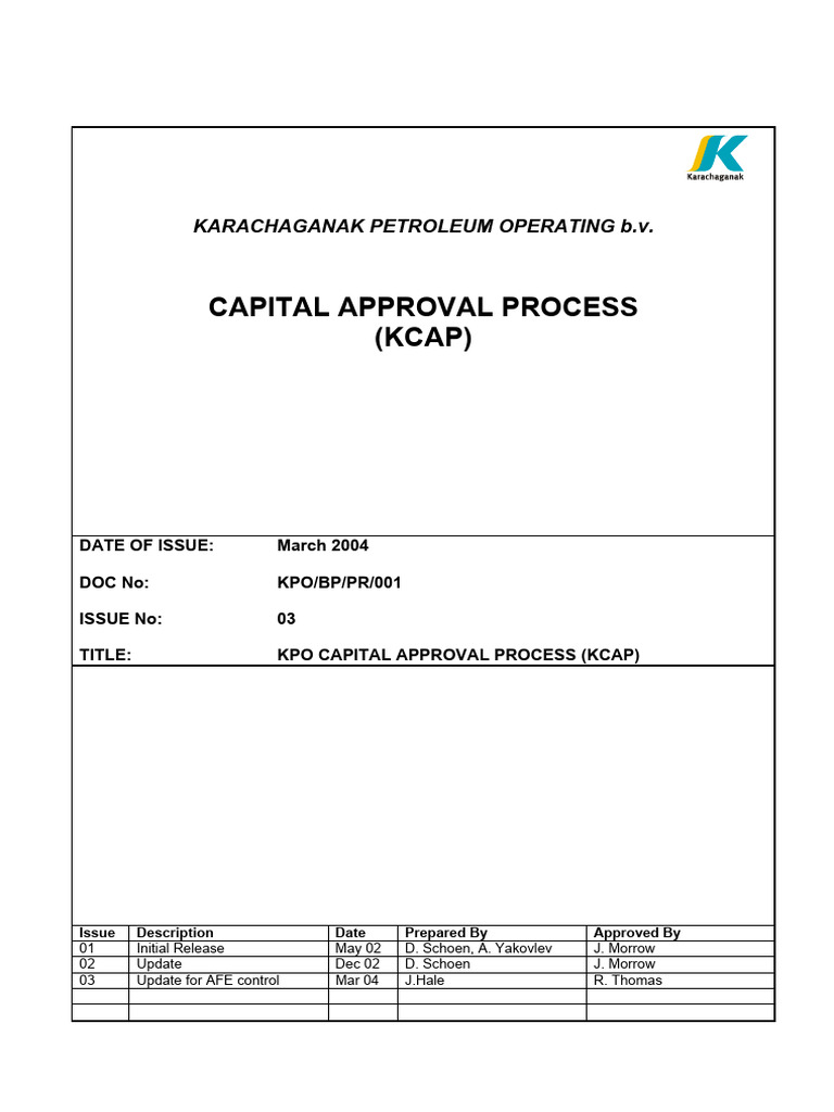 KPO Capital Approval Process Issue 03 | PDF | Risk | Expense