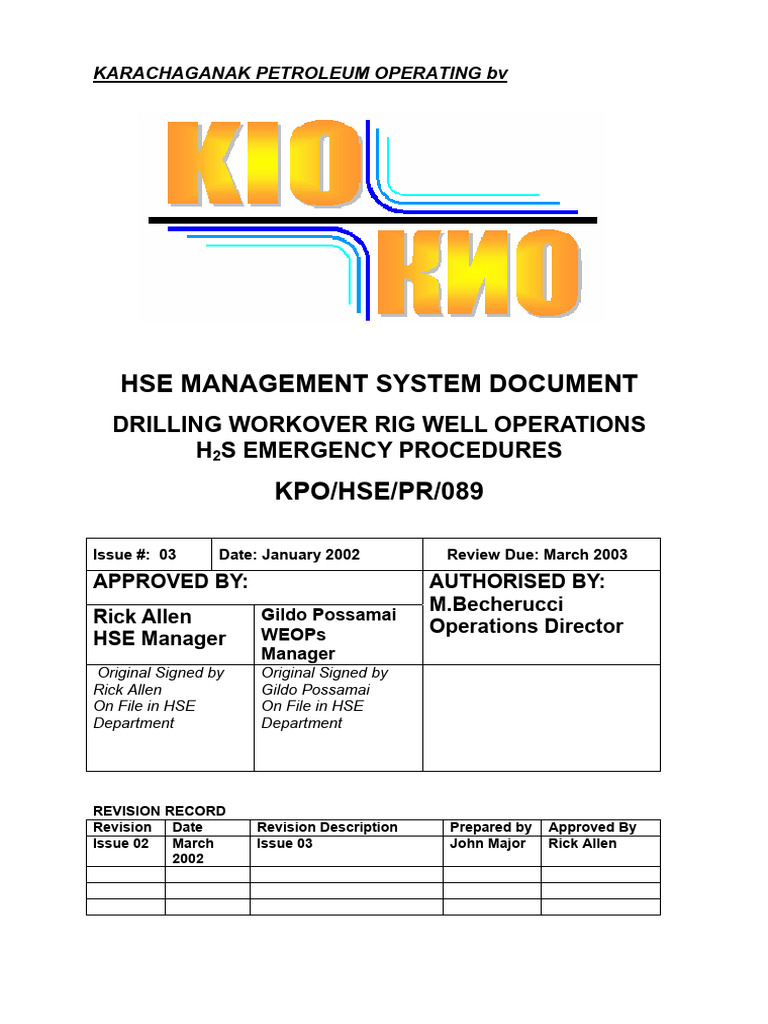 H2S Emergency Procedures for Drilling Operations | PDF | Blowout (Well ...