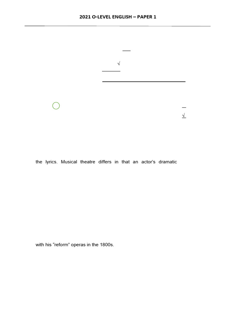 O-Level English Paper 1 Guidelines | PDF | Opera | Performing Arts
