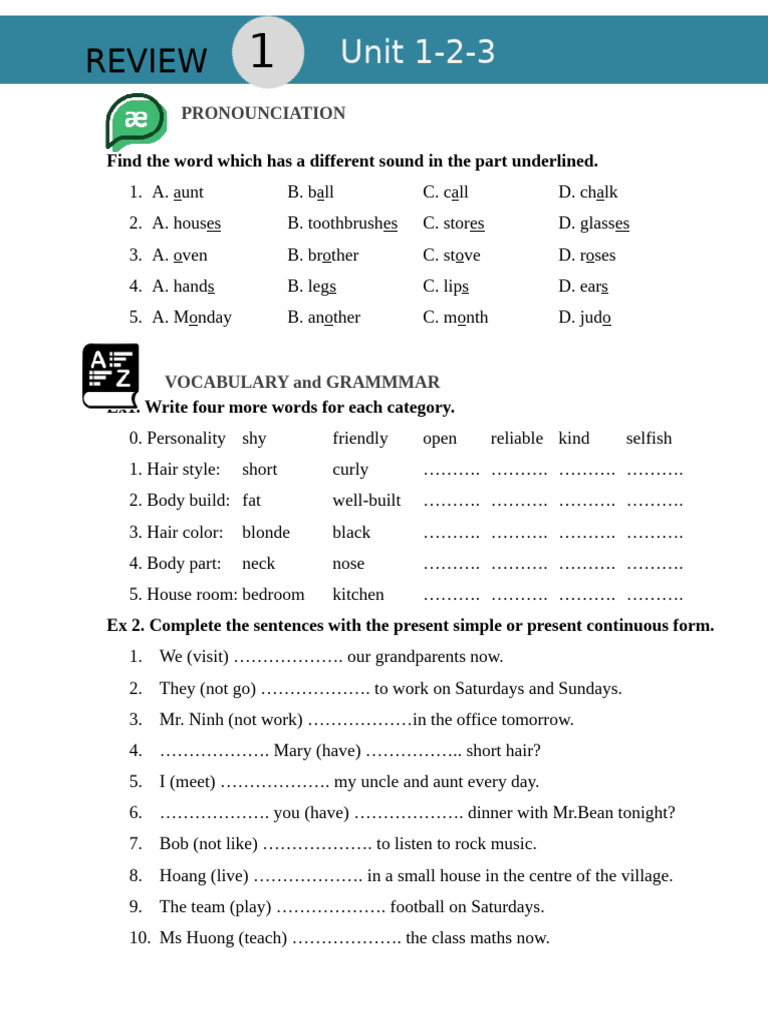 Different Sounds and Vocabulary Exercises | PDF