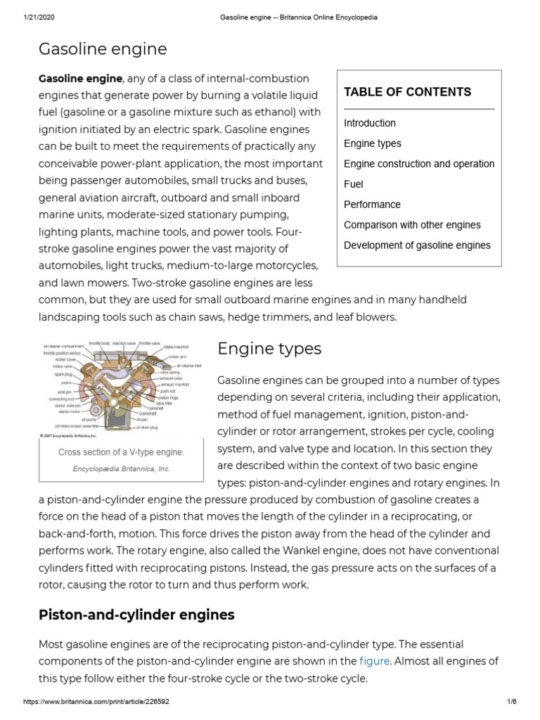 Gasoline Engine Types and Operation | PDF | Internal Combustion Engine ...
