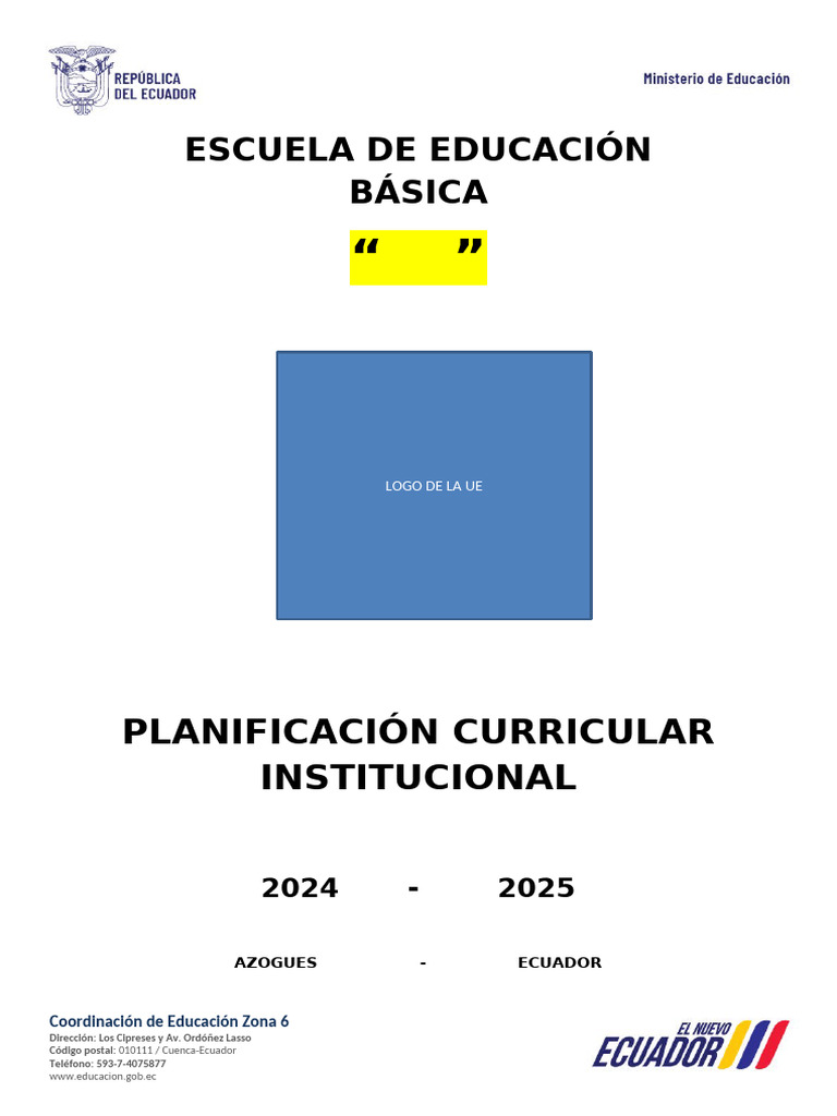 Planificación Curricular 2024-2025 Ecuador | PDF | Plan de estudios ...