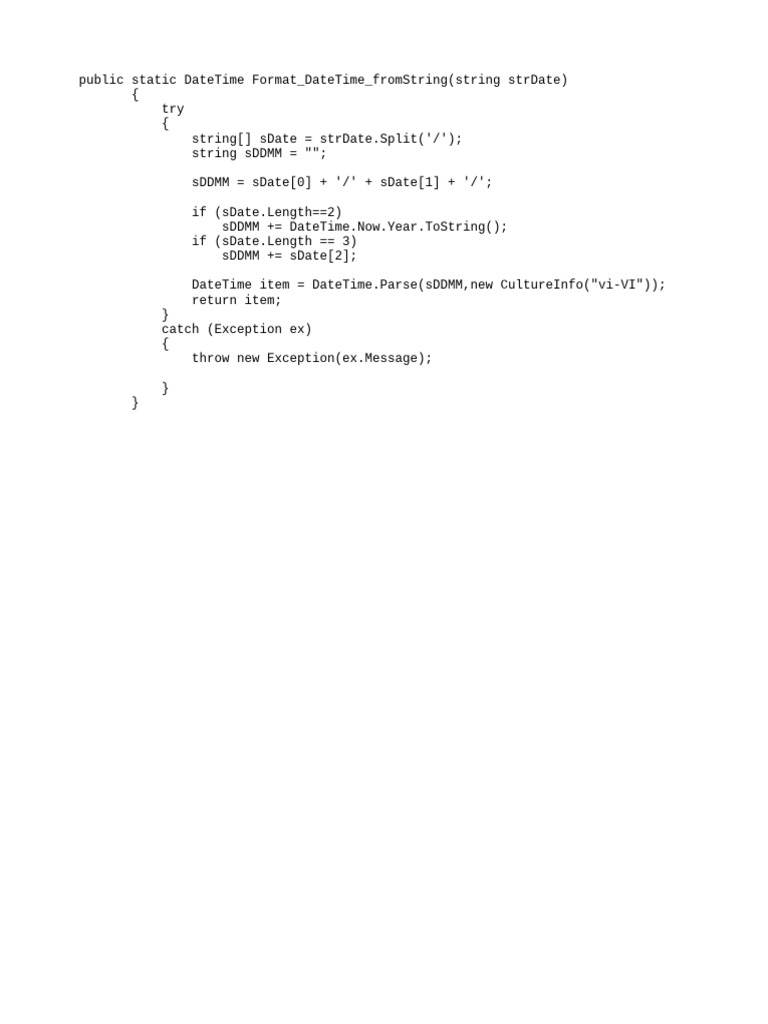 DateTime Formatting from String in C# | PDF