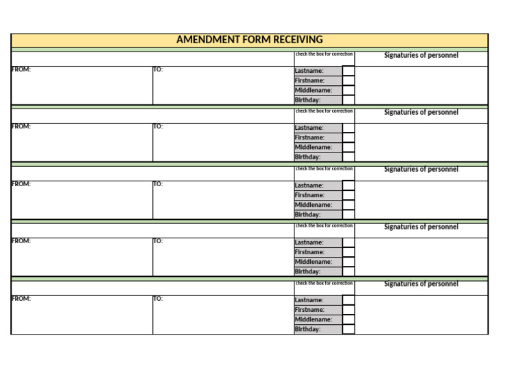 Amendment Form for Personnel Records | PDF