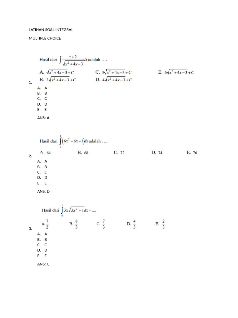 Latihan Soal Integral | PDF