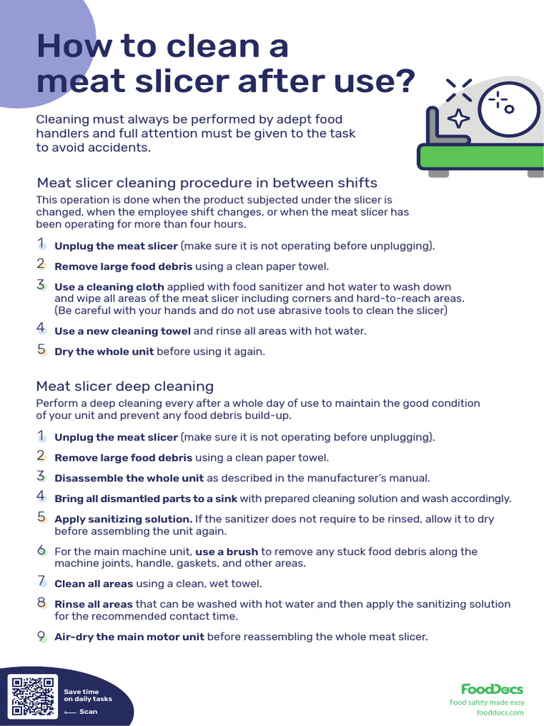 FoodDocs - Cleaning a Meat Slicer Poster | PDF