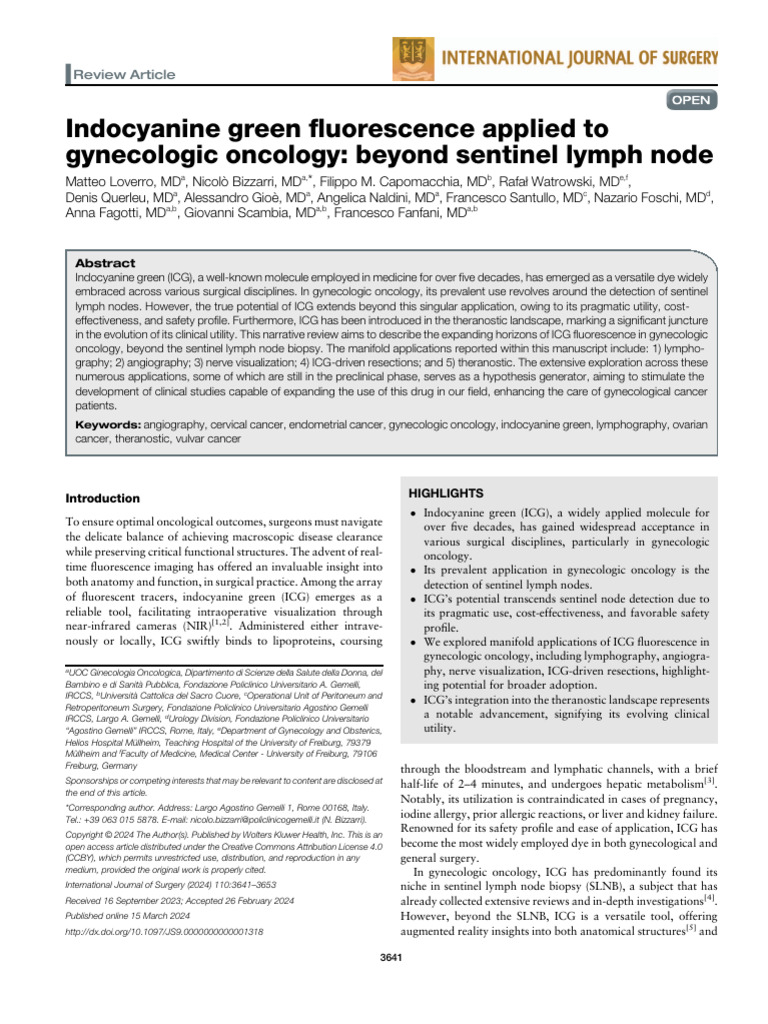 Expanding ICG Use in Gynecologic Oncology | PDF | Surgery | Medicine