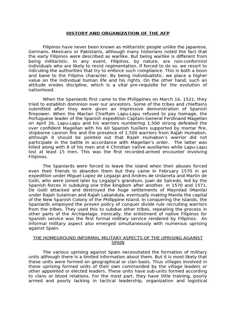 AFP History and Organization | PDF | Juan Ponce Enrile | Corregidor