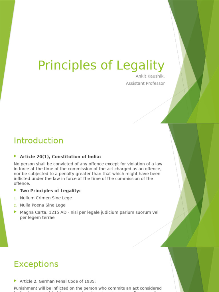 Principle of Legality | PDF | Crimes | Crime & Violence