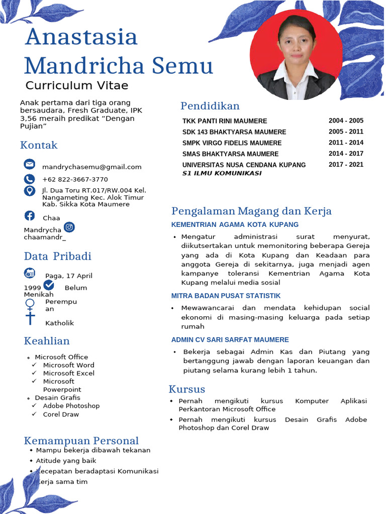 CV Fresh Graduate Ilmu Komunikasi | PDF