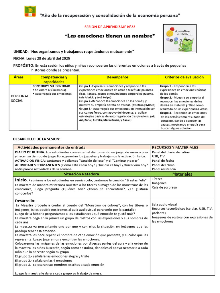 Reconocimiento de emociones en niños | PDF | Las emociones ...