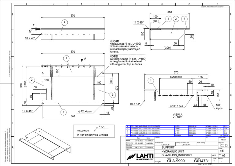 Hydraulic Unit Support Welding Specs | PDF | Mechanical Engineering