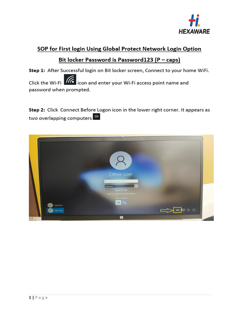 First Login Using GlobalProtect Network Login - SOP 515728363 | PDF
