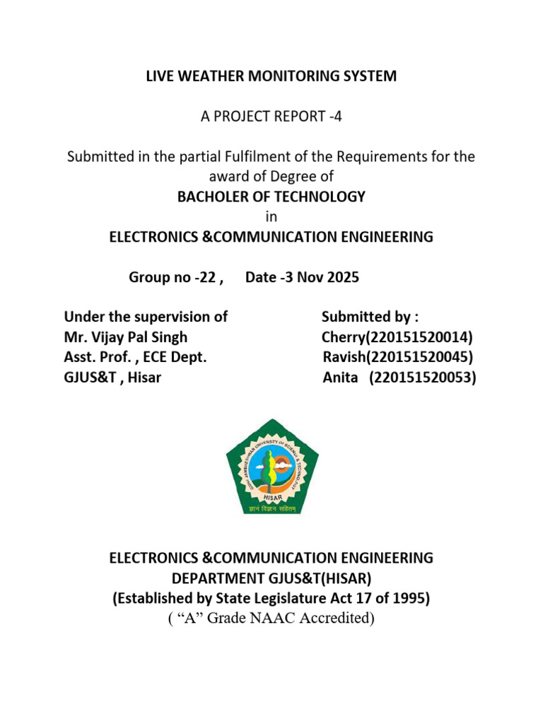 Live Weather Monitoring System Report | PDF | Sensor | Wound