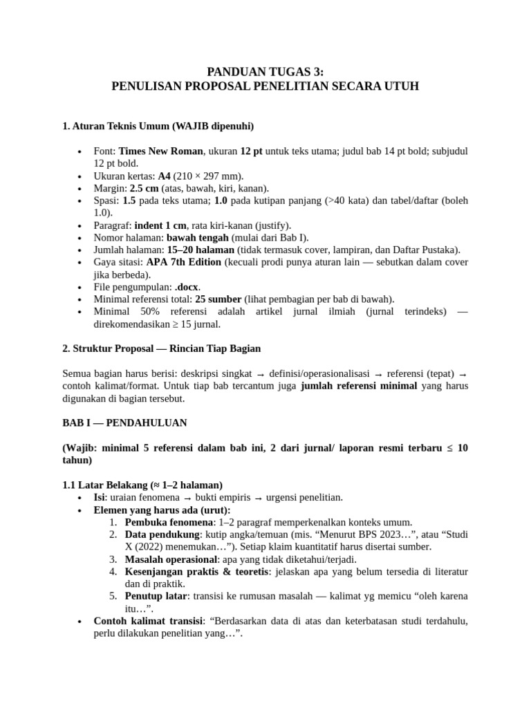 Panduan Penulisan Proposal Penelitian | PDF