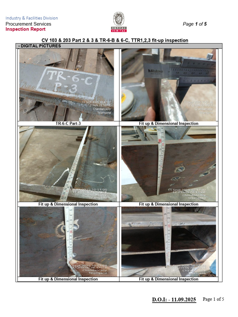 Fitup Inspection Images- 11.09.2025 | PDF | Quality