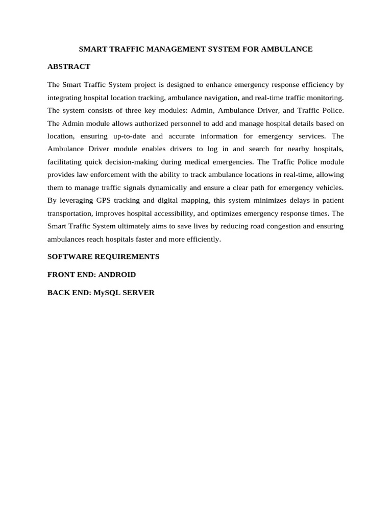 Smart Traffic System for Ambulances | PDF