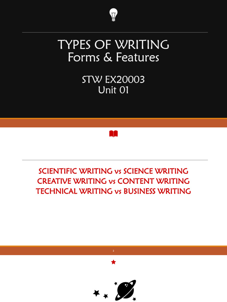 Writing Types: Science, Creative, Technical | PDF | Information | Science