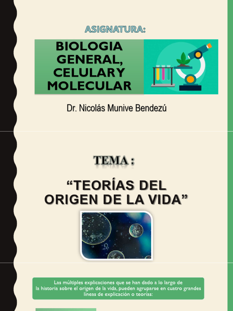 Teorías Del Origen de La Vida (Autoguardado) J | PDF | Evolución ...