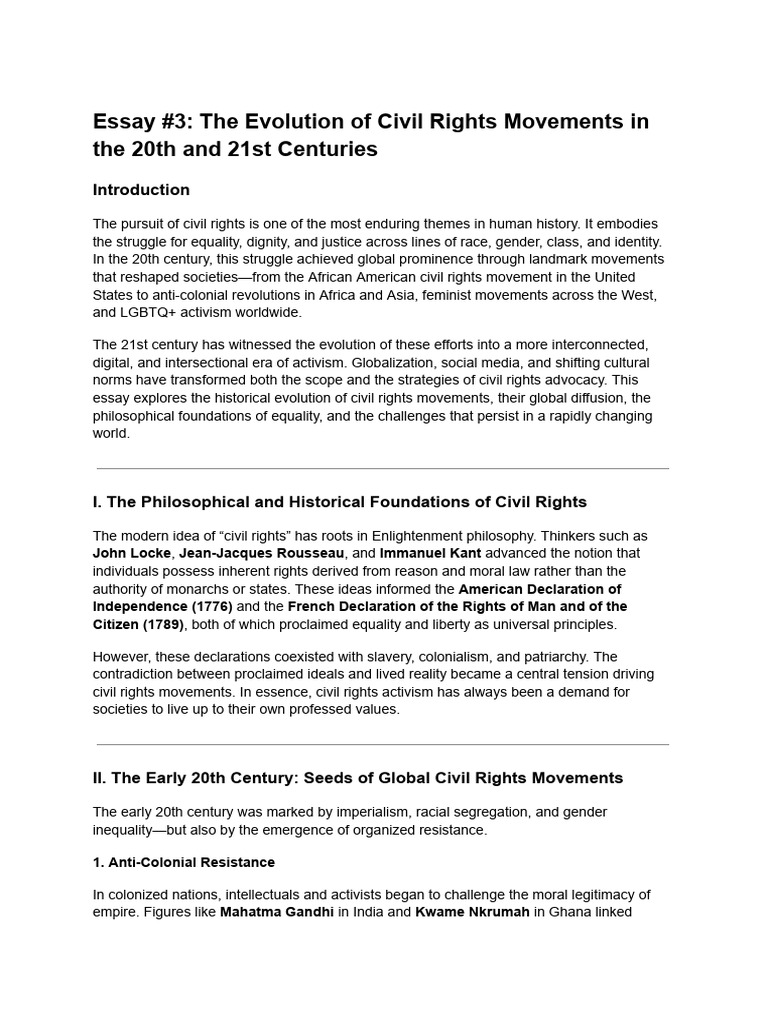 Evolution of Civil Rights Movement Essay | PDF | Gender Studies | Feminism