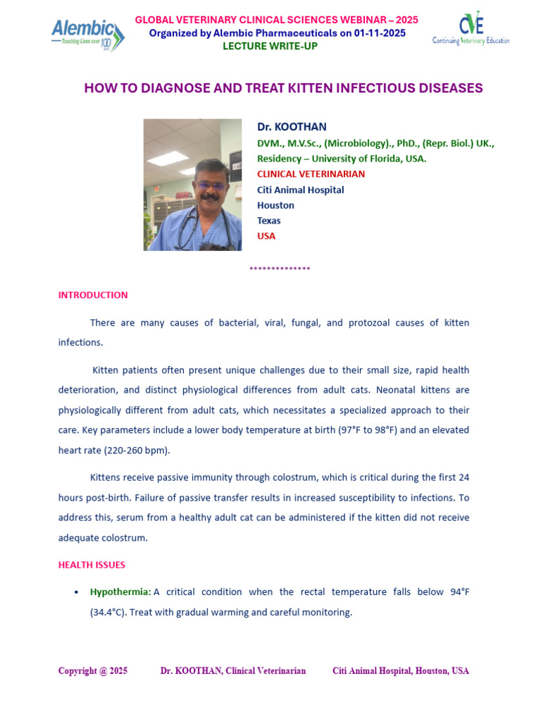 Diagnosing Kitten Infectious Diseases | PDF | Infection | Virus